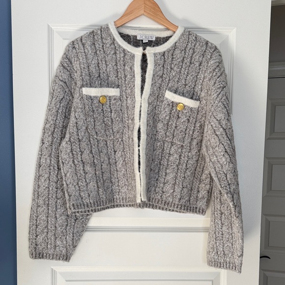 J. Crew Sweaters - J Crew Cardigan Grey Cable-knit Sweater Lady Jacket